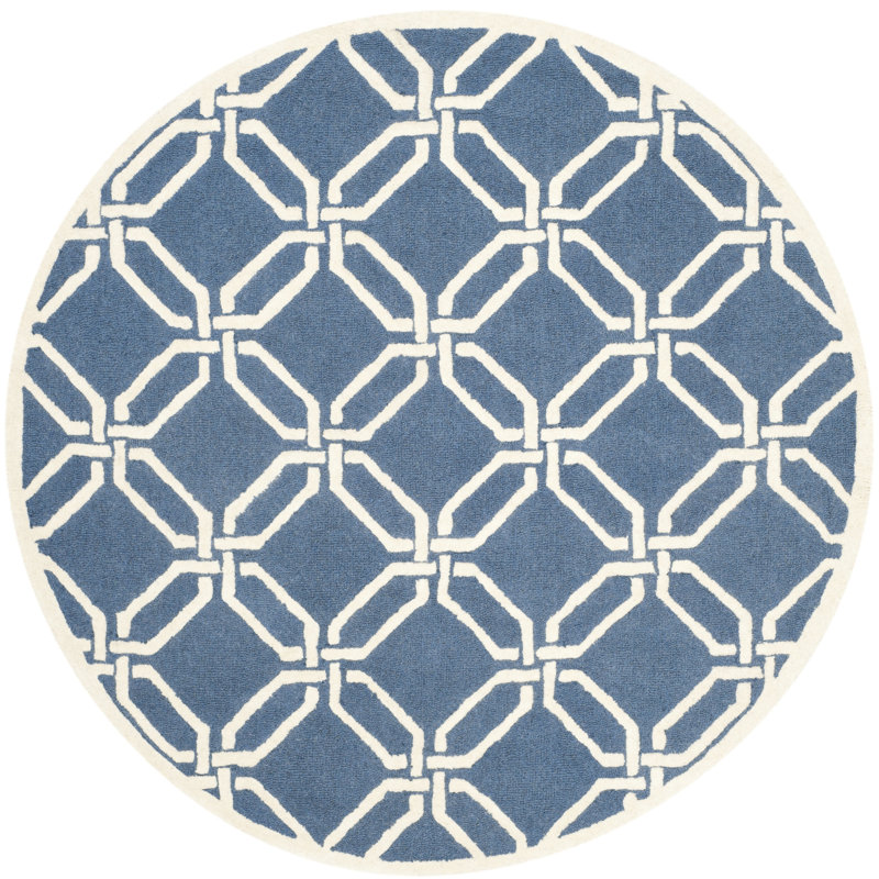 Deedgra Hand Tufted Wool Geometric Rug, Round 6'