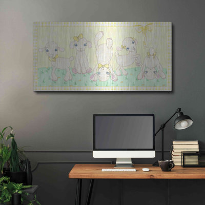 Luxe Metal Art 'Baby Shower Yellow Lambs' By Elyse " Baby Shower Yellow Lambs " by Elyse DeNeige