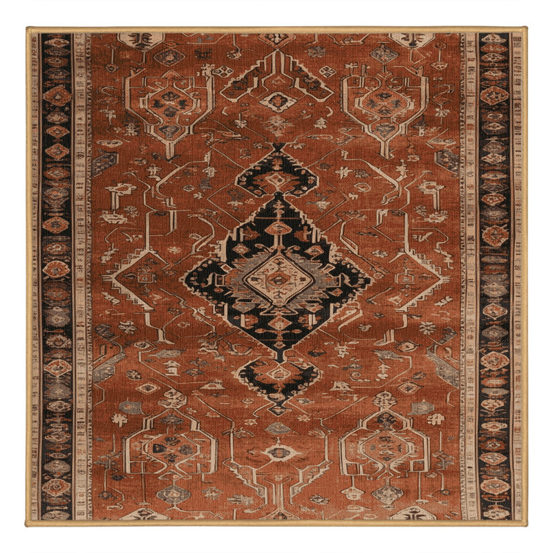 Tapis brun lavable à la machine, Carré 7 pi