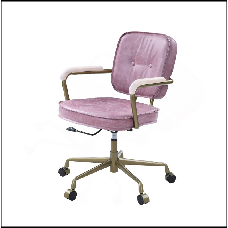 Top Grain Genuine Leather Task Chair, Pink