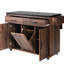 Îlot de cuisine avec grand rangement, plateau de table rabattable - deux tiroirs en noyer, poubelle, rallonge pliable, tablette réglable, support à épices, porte-serviettes-2005620329