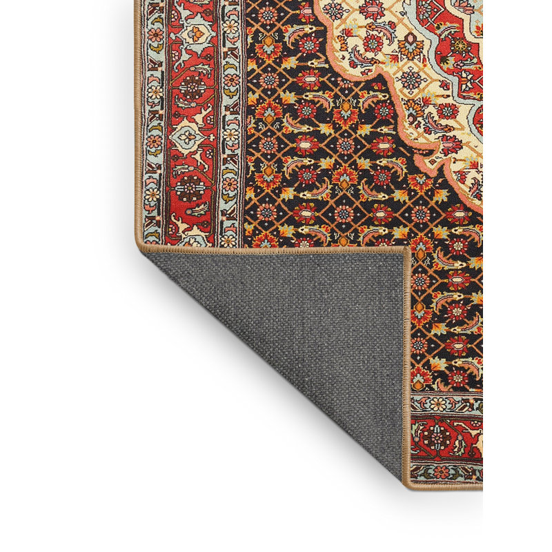 Tapis traditionnel rouge / beige Tobar, Rectangle 5 pi x 7 pi