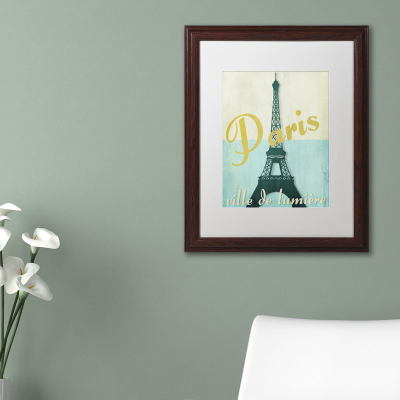 «Jadaya Paris City of Light», impression encadrée, H 14 po x l 11 po, Toile avec cadre brun, Blanc