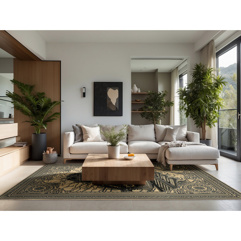 Soft Plush Eckart Armored Train Vintage Oriental Area Rug in Brown – Beige Binding, 7x9