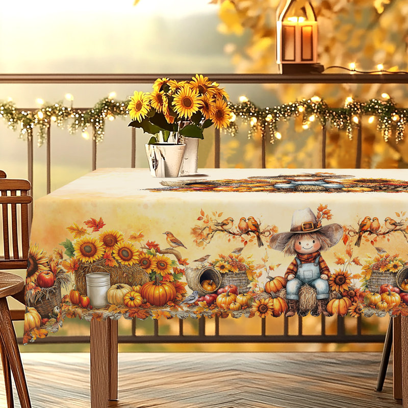 1 nappe en polyester de l'Action de grâce d'automne, écureuil, citrouille, motif à motif de hérisson, nappe rectangulaire d'automne et moisson d'automne, cadeau de l'Action de grâce, convient à l'automne, intérieur / extérieur, camping et pique-nique