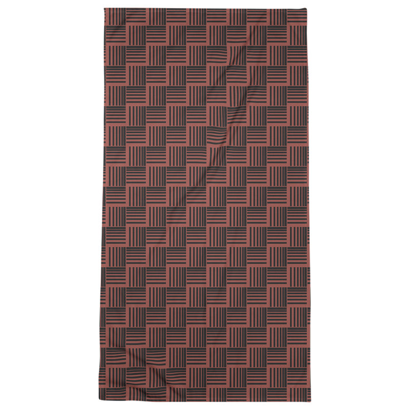 Serviette de plage à rayures tressées classique, Rouge / noir foncé