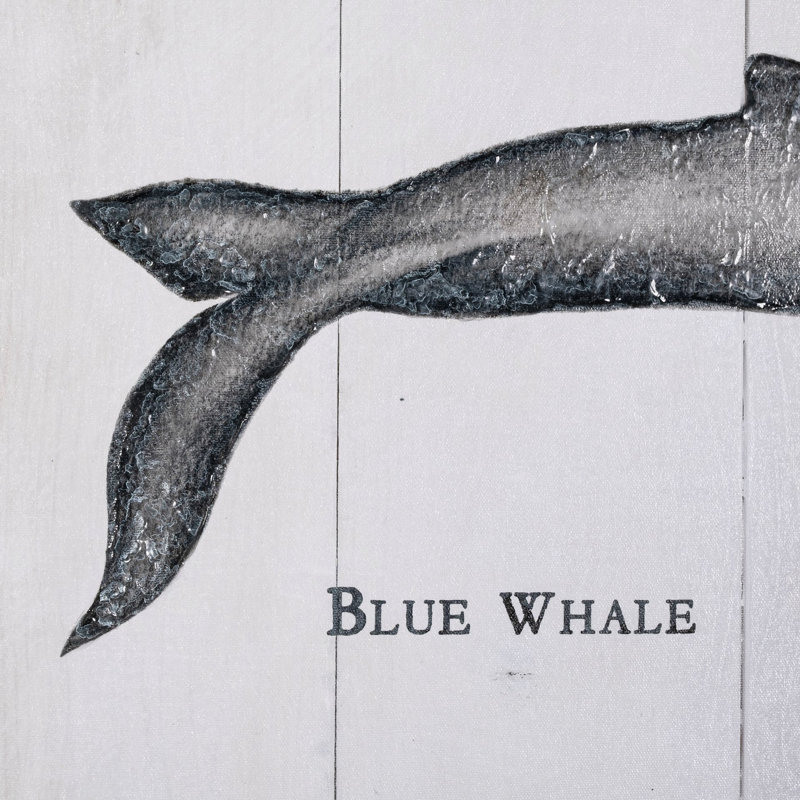Blue Whale a Hand Embelished Textured Canvas, 20" H x 40" W x 1.5" D