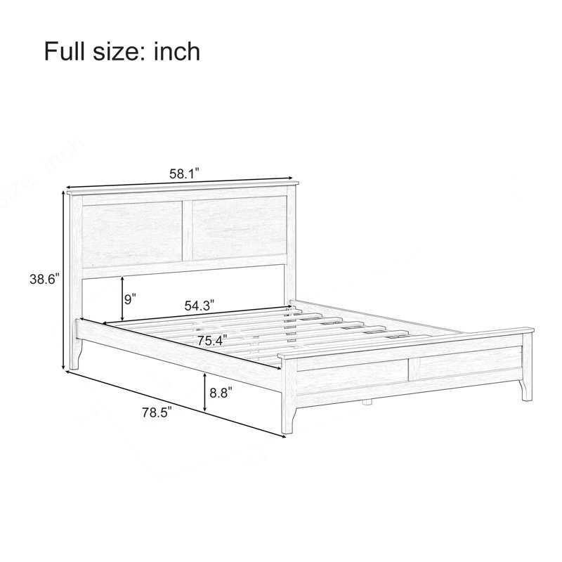 Lit plateforme double Modern, Blanc, Lit double