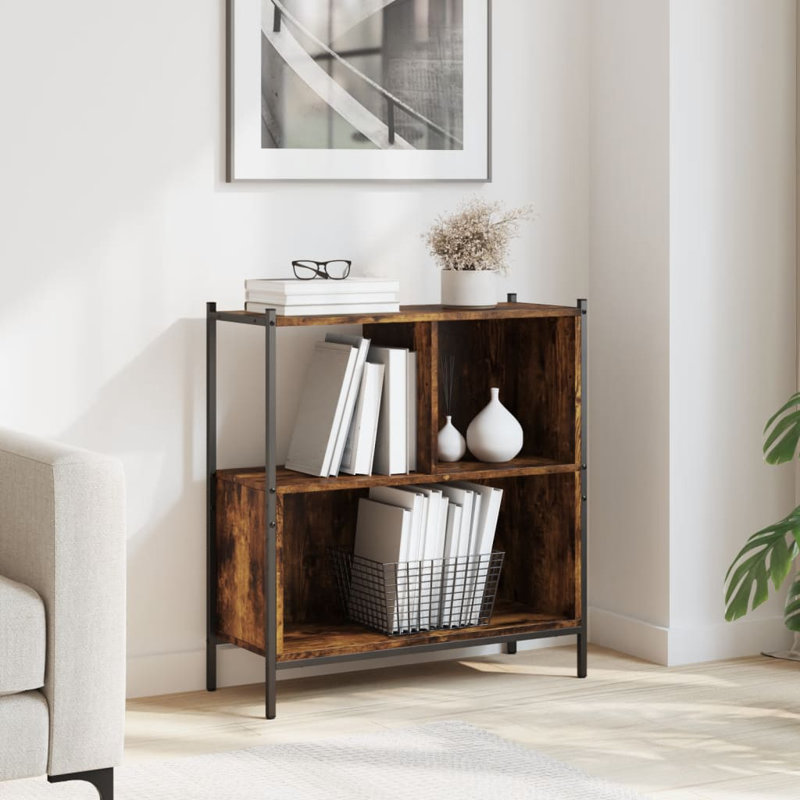 77.5cm H x 72cm W Steel Standard Bookcase, Smoked Oak