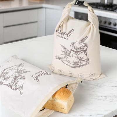 Sacs à pain pour le pain fait maison - 2 paquets de sacs de levain en coton de lin à la cire d'abeille biologique réutilisables XL, sacs à levain Homestead Essentials avec fermeture à glissière pour conserver la fraîcheur