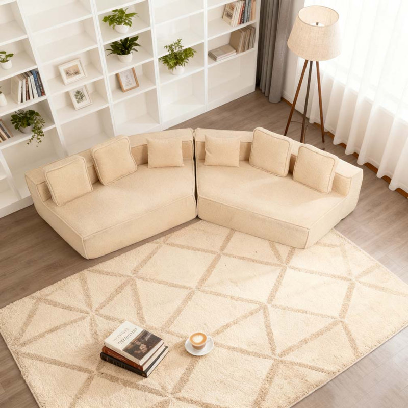 Canapé modulaire surdimensionné de 132 po, Tissu beige