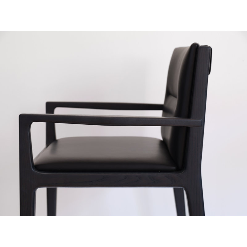 Jona Leather Arm Chair, Milano Black 2522, Natural Walnut