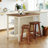 3-Piece 45" Stationary Kitchen Island Set With 2 Seatings, Rubber Wood Butcher Block Dining Table Set Prep Table Set, Kitchen Island