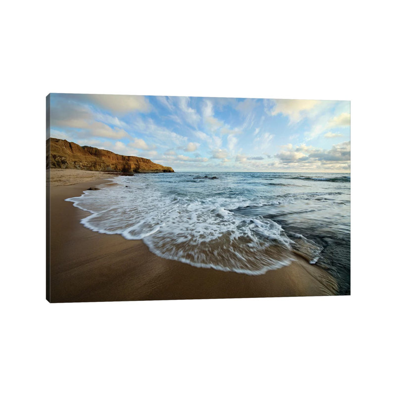 États-Unis, Californie, San Diego. Plage au coucher du soleil au parc des falaises - Estampe numérique sur toile tendue avec châssis