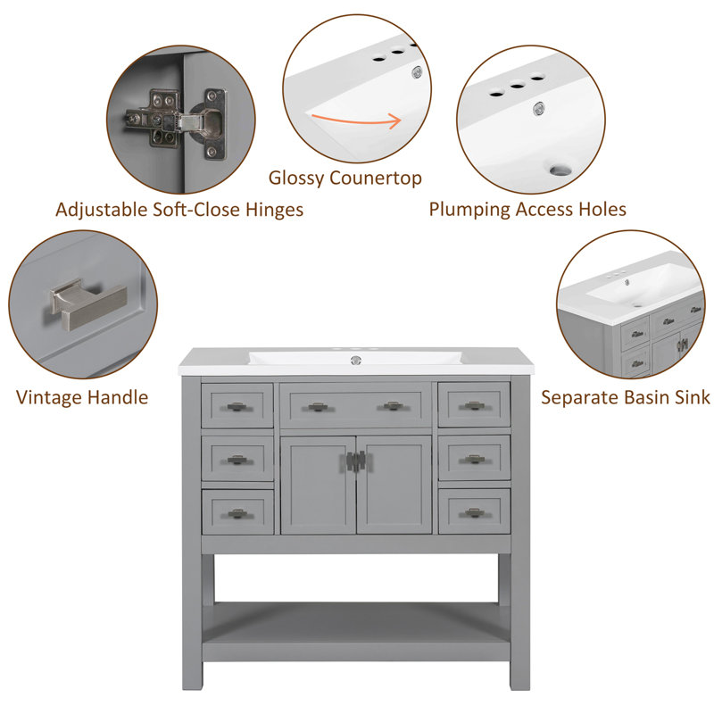 Armoire de salle de bain Tenara, Gris