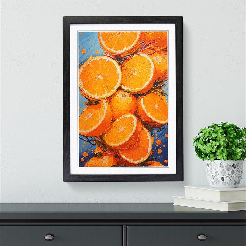 Orange Fruit Abstract - Framed Print, Black, 64cm H x 46cm W x 2cm D