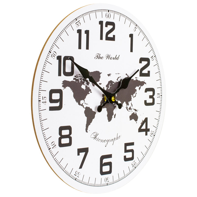 Horloge murale 12 po blanche et noire