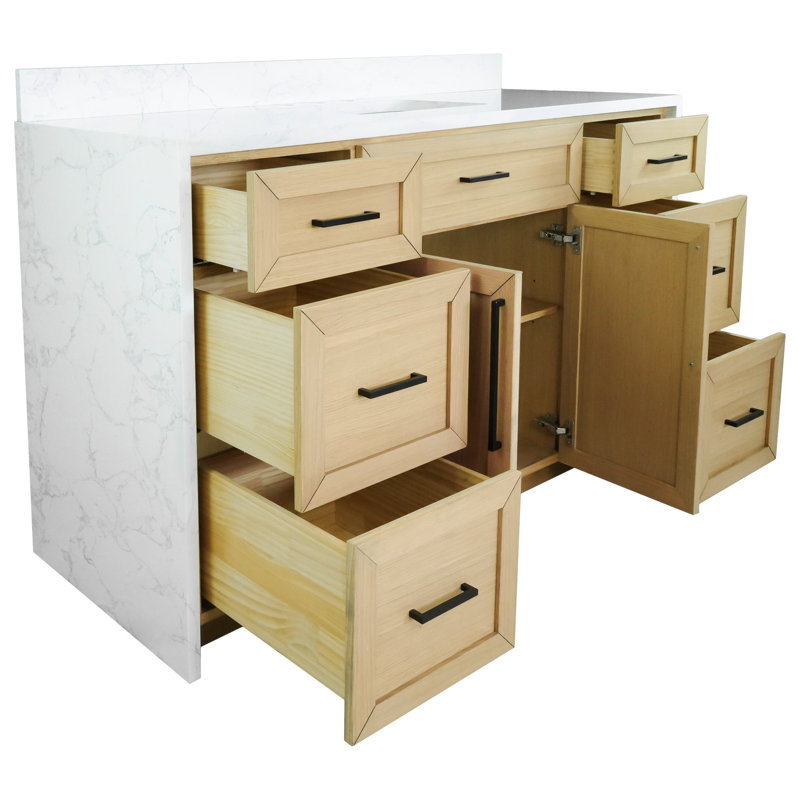 Akalya 60" Bathroom Vanity Set, White Oak