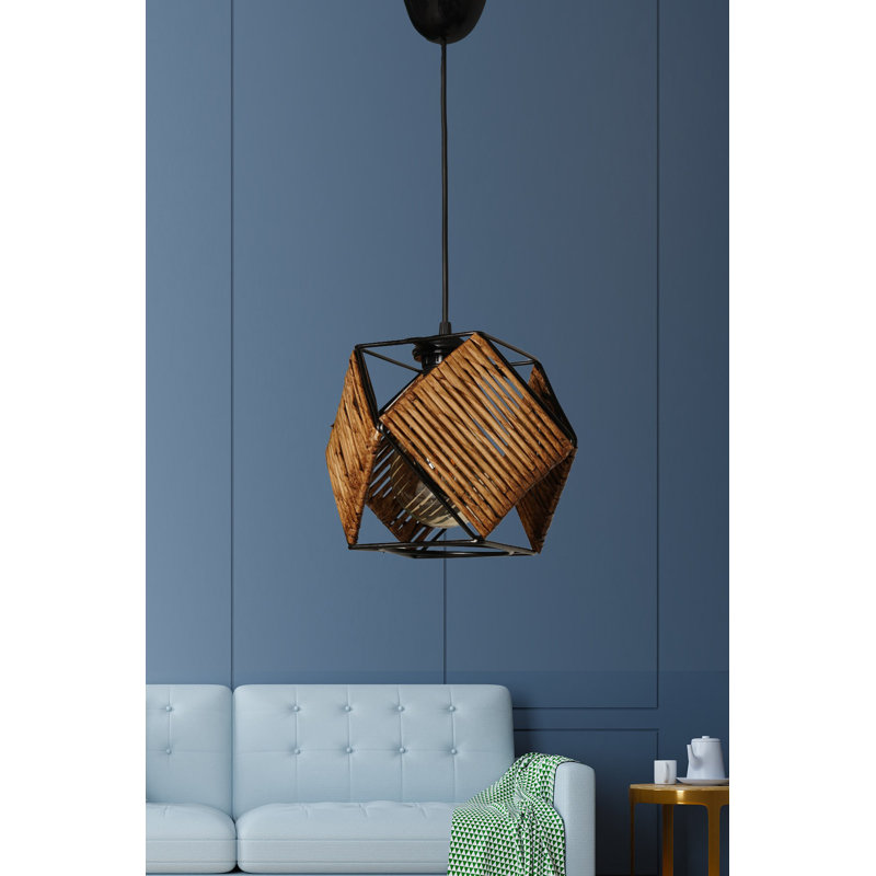 Elegant Modern Chandelier, Brown & Black, 27.6 x 6.7 x 6.7 inches | Durable Plastic Body with Wooden Cap | Adjustable Height up to 27.6 inches | E27 Socket, Max 40W | Perfect for Living Room, Dining Room & Entryways