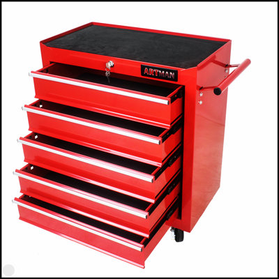 5 Drawer Tool Chest, Tool Storage Cabinet For Garage Storage With 4 Wheels And Locking System