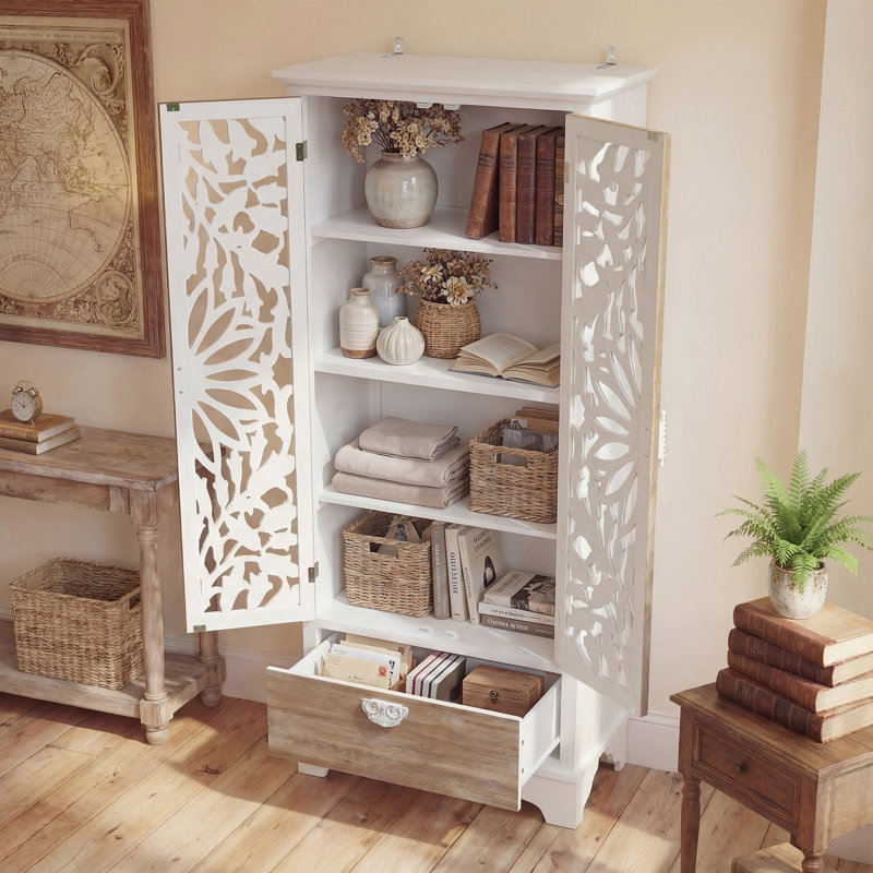 69'' Tall Vintage Solid Wood China Cabinet With 1 Drawer