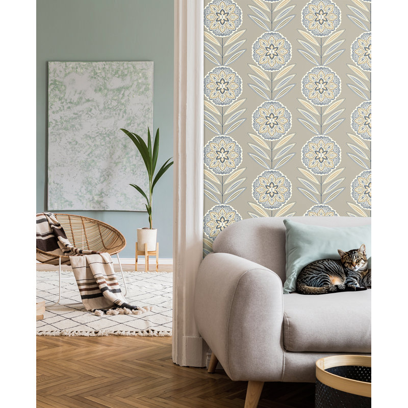 Rouleau de fleurs Addix, Gris / beige / crème
