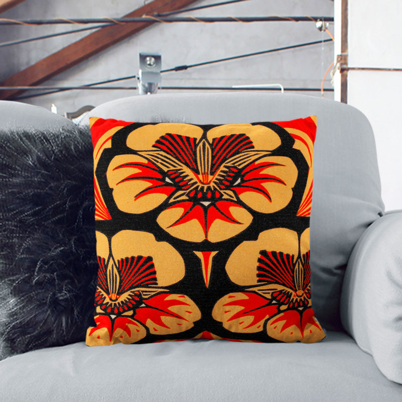 East Indian Cherry Flowers Square Throw Cushion, 40cm H x 40cm W x 15cm D