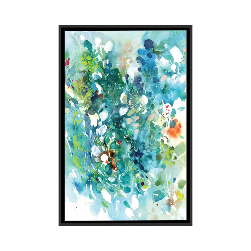 Turquoise Dance by CreativeIngrid - Painting on Canvas, 101.6 cm H x 66.04 cm W, Black Framed