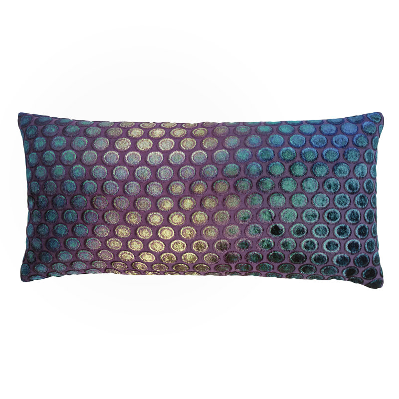 Dots Rectangle Velvet Pillow Cover & Insert, 7" x 15", Peacock