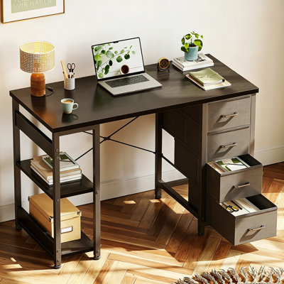 Nilajah Writing Desk with 4-Tier Fabric Drawers