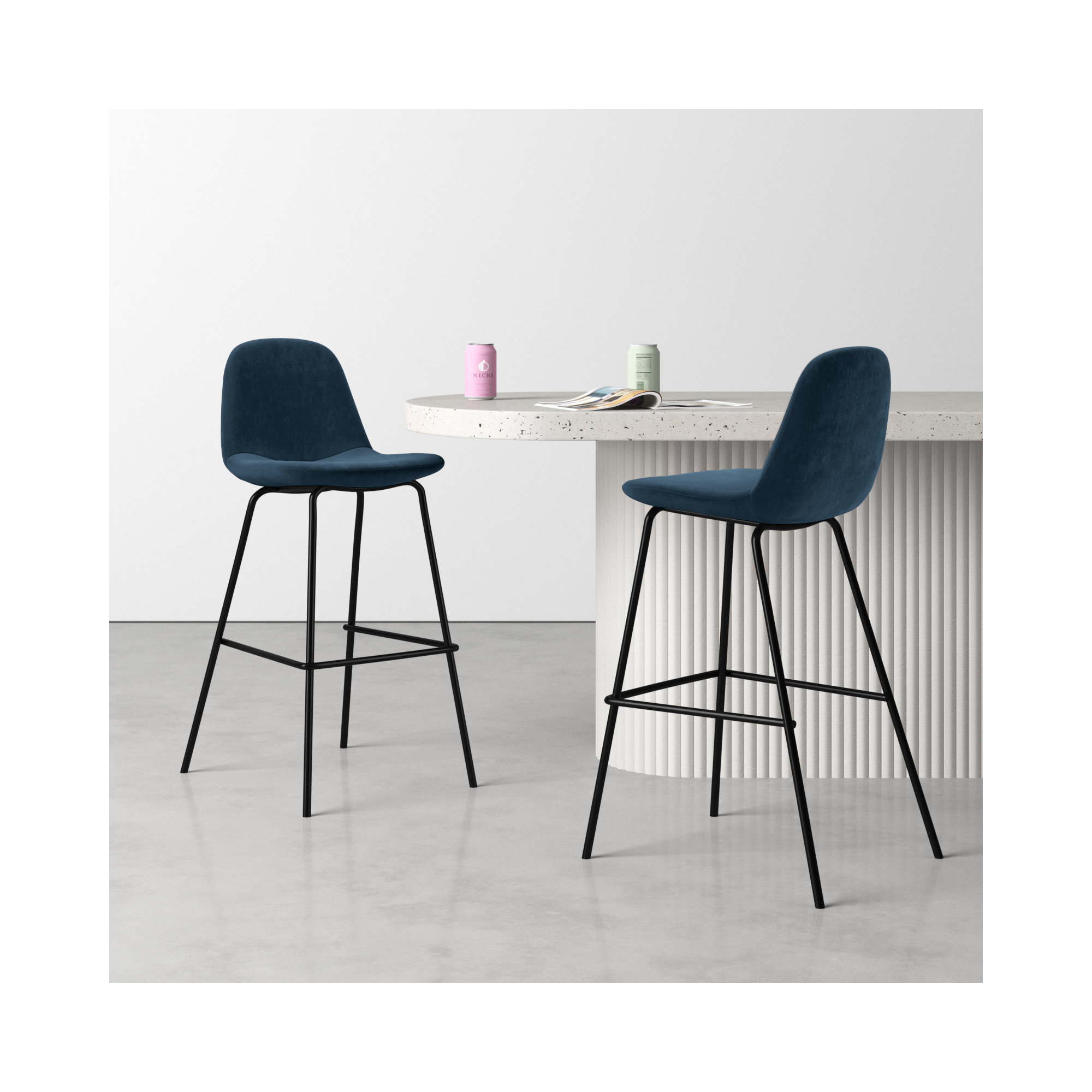 Kody Upholstered Bar & Counter Stool, Bella Smoke Performance Velvet, Counter Stool (23.5" Seat Height)