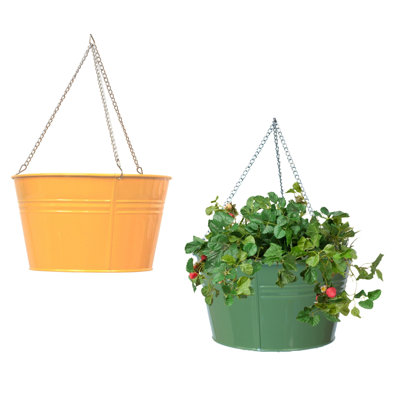 Enameled Galvanized Steel Hanging Planter