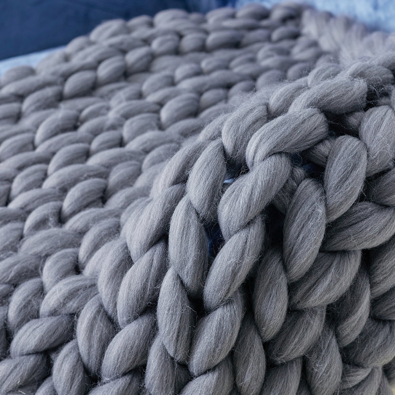 Bissonet Knitted Throw Blanket, Grey, W60 x L60cm