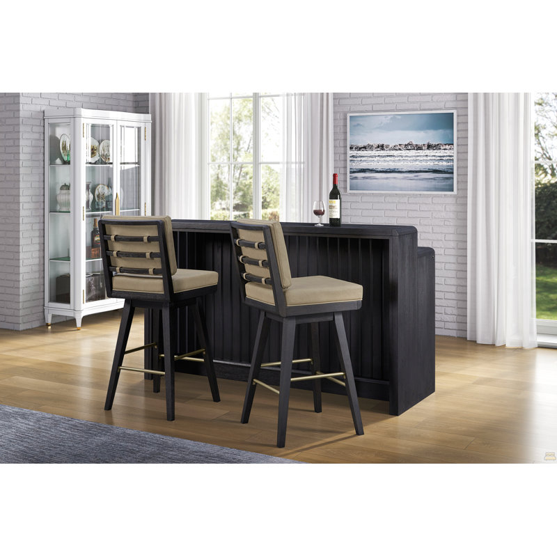 Tabouret de bar pivotant en cuir Peppercorn (ensemble de 2), Noir