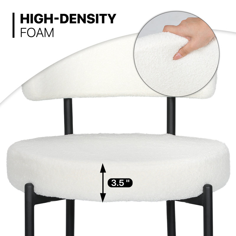 Upholstered Dining Chairs, Modern Kitchen Chairs With Curved Backrest And Metal Legs For Dining Room, White