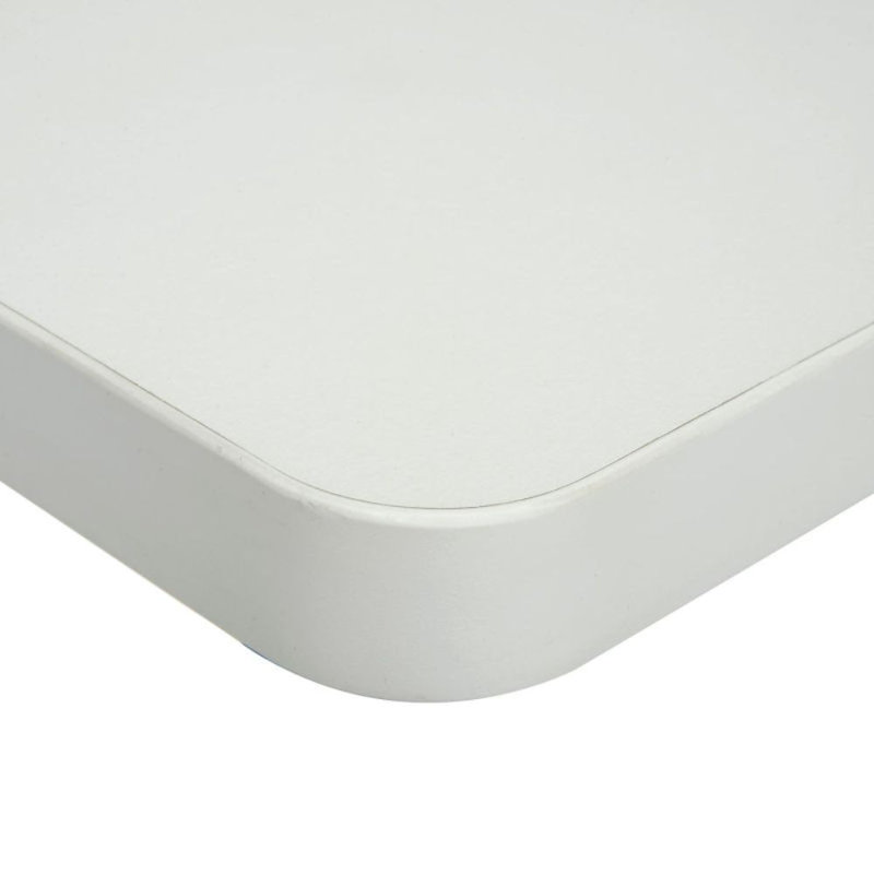 Gray Laminate Top Corner Coffee Table with Black Steel Sled Base