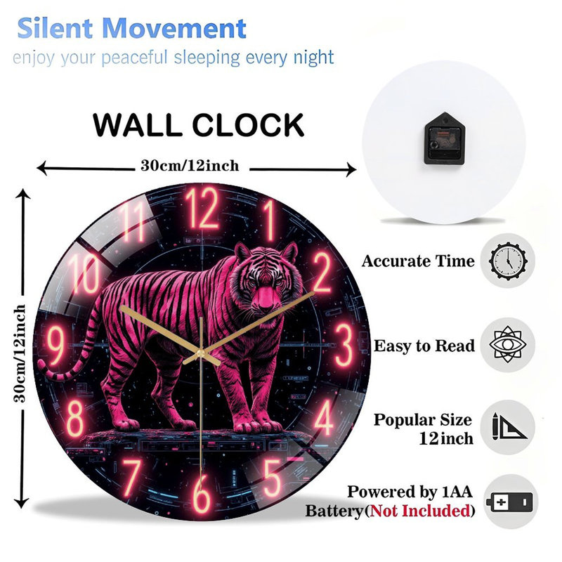 Horloge murale néon rose