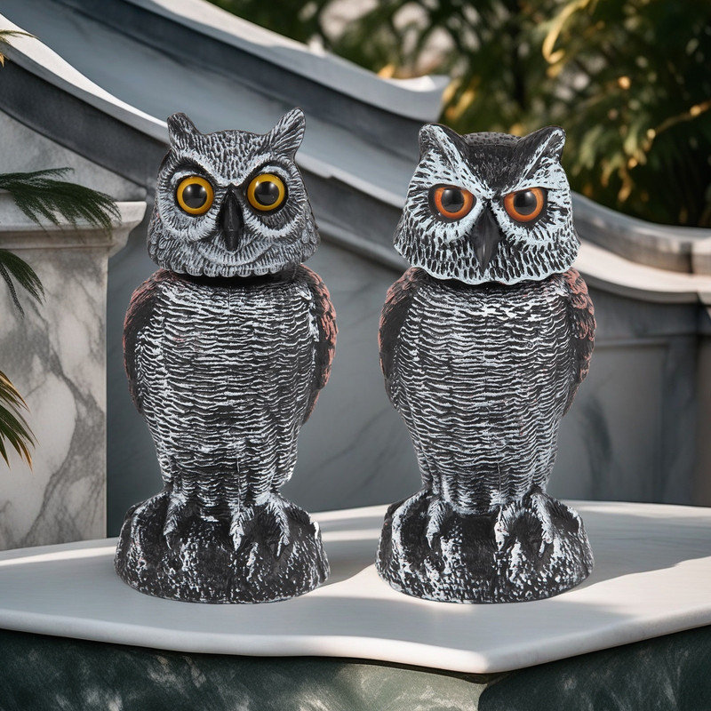 Statue d'appât faux hibou 2 pièces