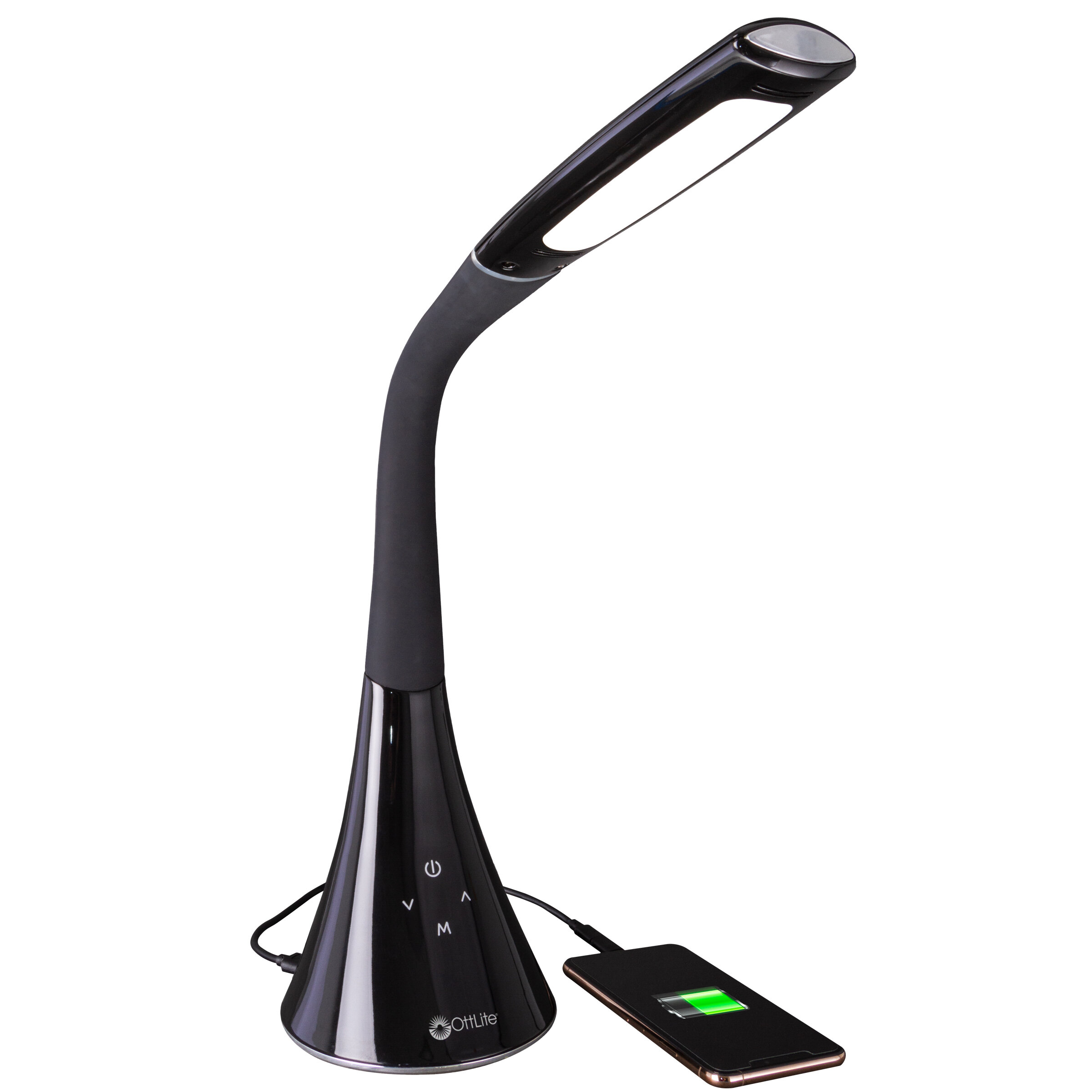 OttLite Swerve LED Desk Lamp with 3 Colors & USB, Long-Lasting ClearSun LED  Light, Flexible Neck