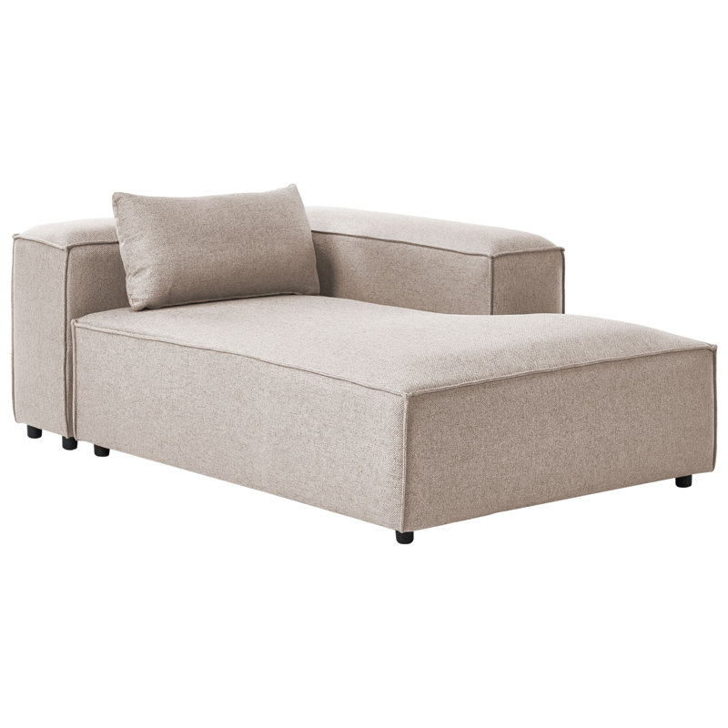 BRANDE Upholstered Chaise Lounge, Light Brown, Left Hand Facing