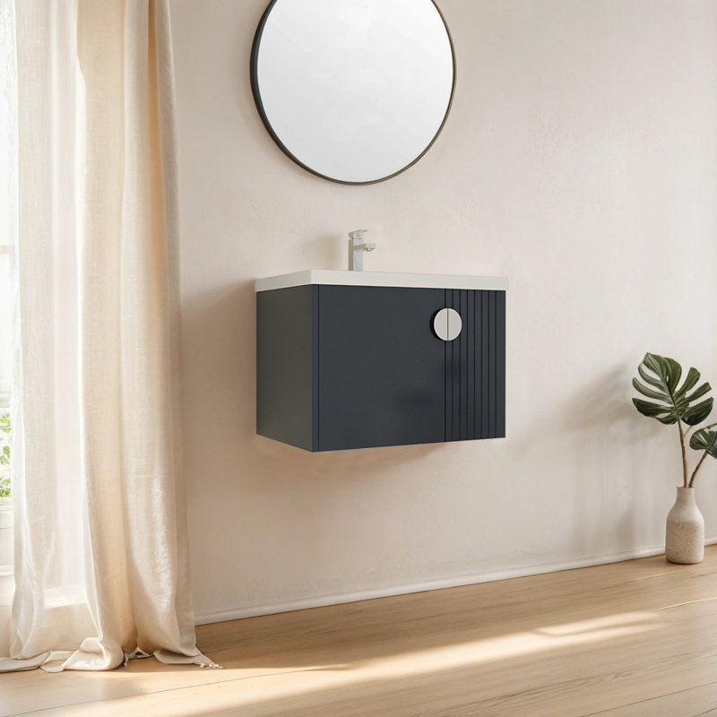 Meuble-lavabo simple 28 po avec comptoir en céramique 28 po, Noir