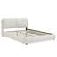 Grand lit plateforme en tissu bouclé de style crème-412086519
