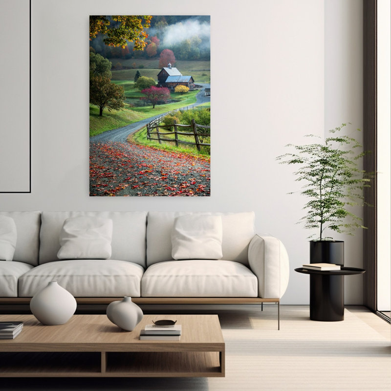 Art contemporain contemporain, paysage d'automne abstrait, H 60 po x l 40 po