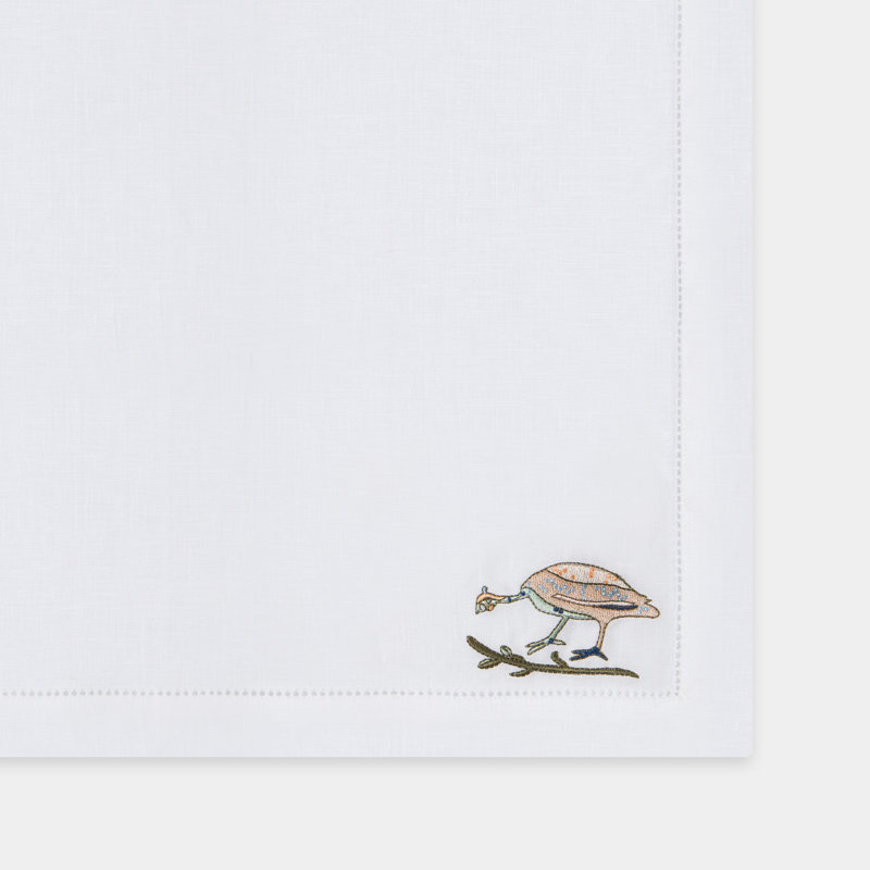Bird Motif Embroidered Linen Placemats