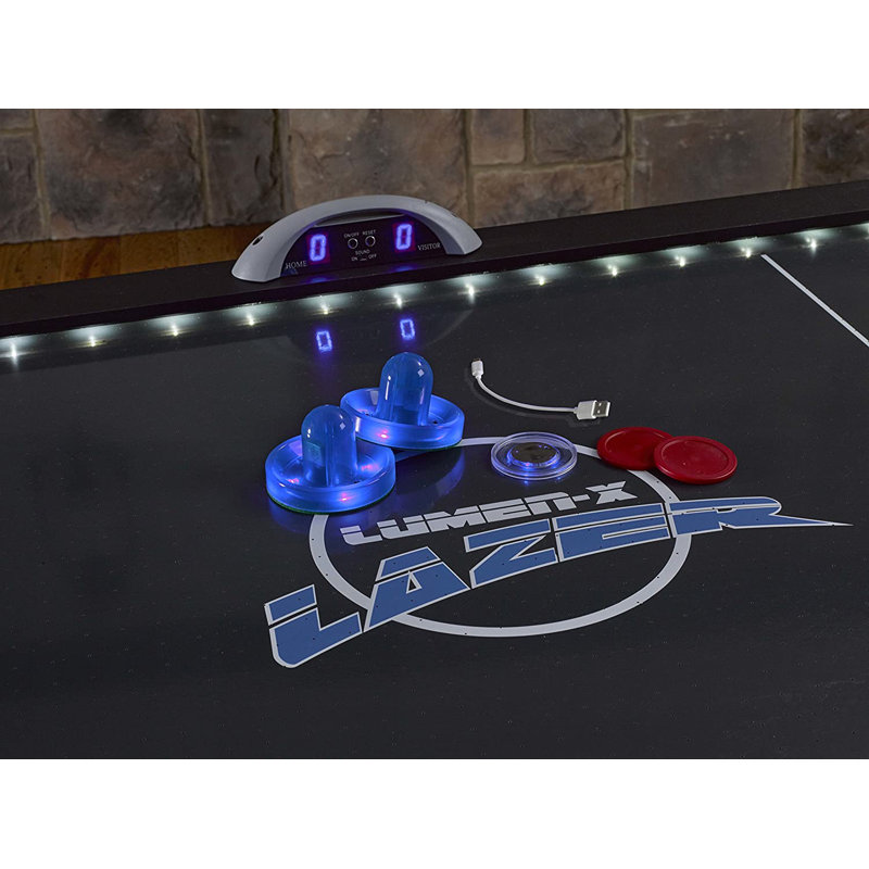 72" Black and Silver Air Hockey Table with LED Lights