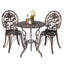 Ensemble bistro 3 pièces pour table bistro et chaises d'extérieur, bistro en aluminium coulé à motif rose pour balcon de jardin, résistance durable à la rouille et aux intempéries, bronze rose-128722902