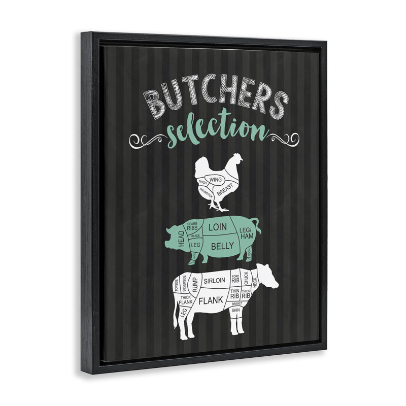 Cadre flottant noir et vert Butchers, Cadre flottant noir de jais, H 21 po x l 17 po