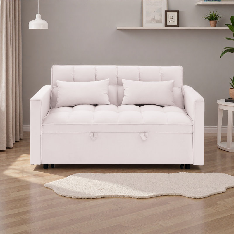 54,33 po Canapé-lit pliable polyvalent en 3 longueurs, canapé-lit moderne, canapé-lit en velours, dossier réglable, Rose
