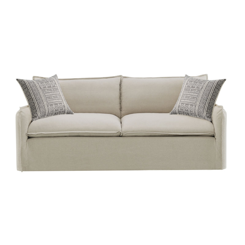 Canapé en tissu beige avec 2 coussins décoratifs Upend
