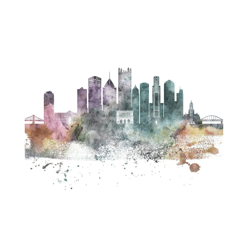 Pittsburgh Pastel Skylines - Wrapped Canvas Print, 152.5 cm H x 101.5 cm W